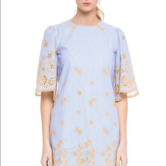 English Factory Blue & White Stripes w/Gold - Picture 3 of 5